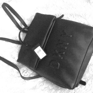 DKNY soft black leather tilly md backpack